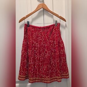 Max Studio Red Floral A-Line Skirt